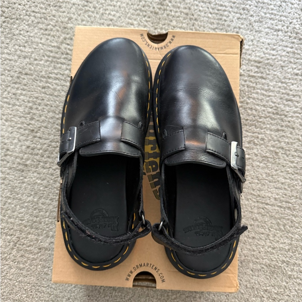 Dr. Martens Jorge II Black Leather Buckle Mule/Clog - Womens 10 Mens 9
